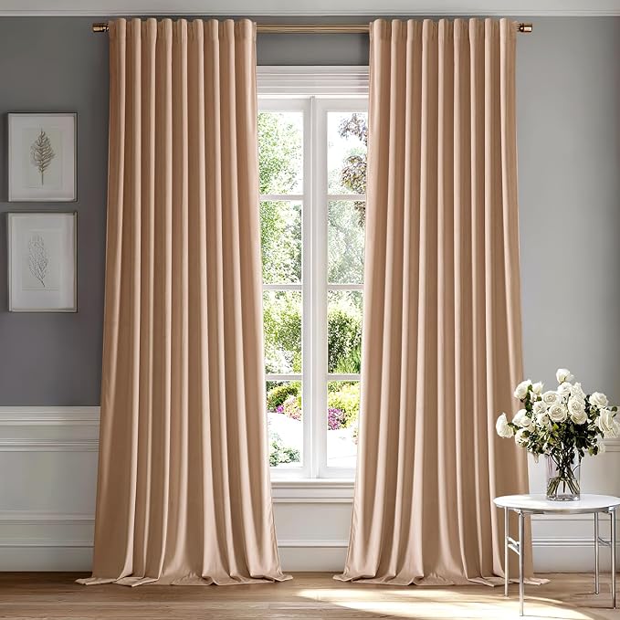MIULEE Blush Beige Velvet Curtains 52x90 inches Luxury Blackout Curtains | by MIULEE