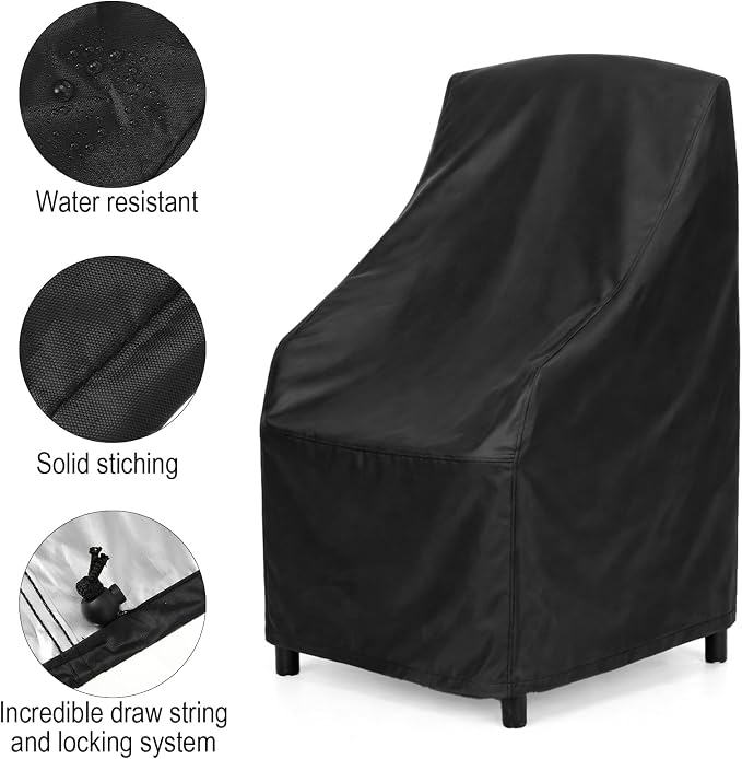 Stackable Patio Chair Covers Waterproof 2 Pack 210D Lawn Patio Outdoor Chairs - Image 6