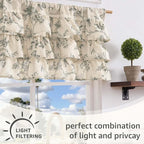 jinchan Ruffled Valance Curtain Linen Floral Kitchen Valance 18 Inch Shabby - Image 7