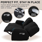 Recliner Loveseat Covers, 4-Piece Stretch Geometric Strokes Jacquard Reclining - Image 4