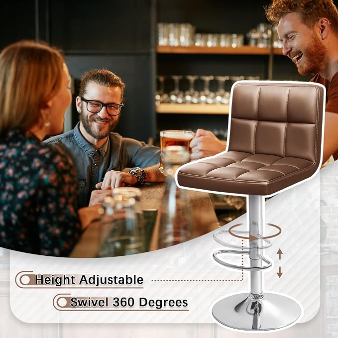 Homall Bar Stools Modern PU Leather Adjustable Swivel Barstools, Armless - Image 7
