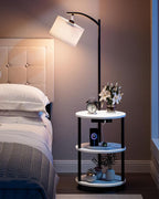 Round Side Table with Lamp and USB Ports, 3-Tier Small End Table - Image 7