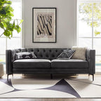 HULALA HOME 84" W Faux Leather Sofa Couch by HULALAHOME