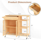 Giantex Bamboo Kitchen Island Cart, Mobile Serving Cart - Image 6
