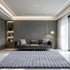 Blue Grey Rabbit Plush Rug 5'x7', Fluffy Shaggy Area Rug - Image 3