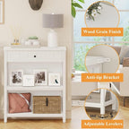 FATORRI Small Bookcase with Drawer, Wood and Metal Bookshelf - Image 4