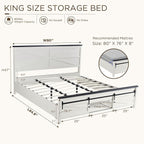 JXQTLINGMU King Farmhouse Wood Bed Frame - Image 2