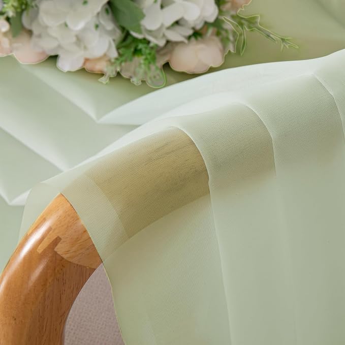 Light Green Sheer Curtains 84 Inches Long 2 Panels Set, Airy Voile Window - Image 3