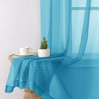 Turquoise Sheer Curtains 90 Inches Long 2 Panels, Elegant Gauzy Airy Light - Image 4