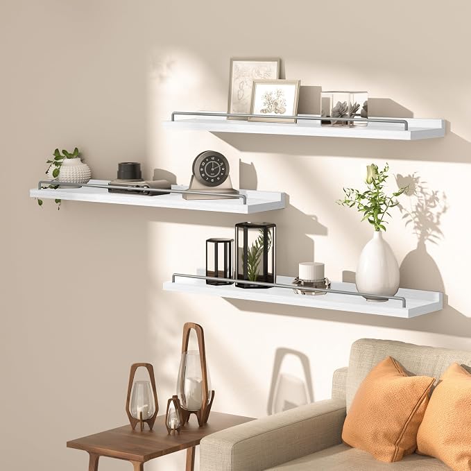 RYOFOBETTO 32 inches Long Floating Shelves, Bathroom Decor Shelves Over Toilet - Image 2