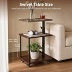 Swivel Side Table for Small Spaces, Adjustable Height End Table for Different - Image 2