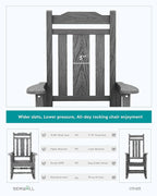 SERWALL Gray Outdoor Rocking Chair Set of 4, All Weather Patio Rocking Chair - Image 7