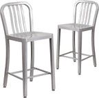 Flash Furniture Gael Commercial Grade 2 Pack 24" High Silver Metal by FlashFurniture