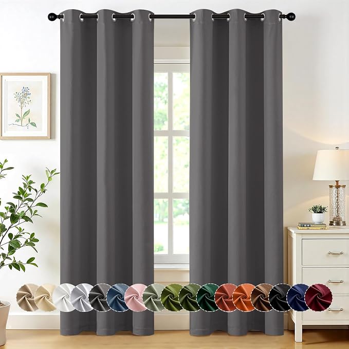 MIULEE Blackout Curtains for Bedroom 2 Panels 40 x 84 Inch Long Gray | Thermal by MIULEE
