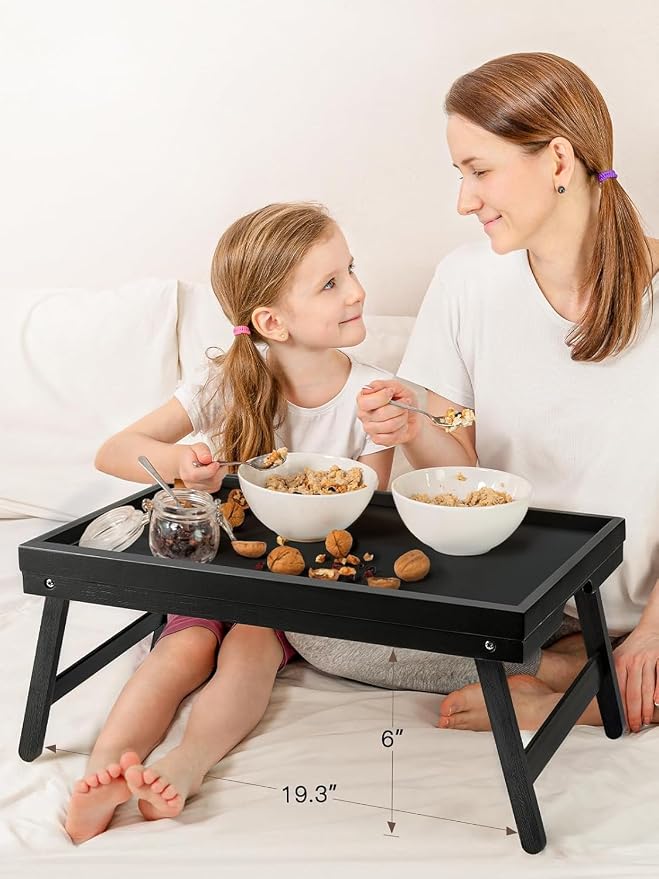 Bamboo Bed Tray Table with Foldable Legs, Breakfast Tray - Image 2