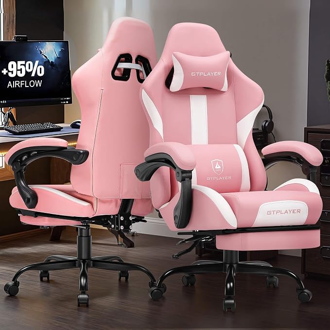 GTPLAYER Gaming Chair with Pocket Spring Cushion, Leather Office Chair with - Image 2