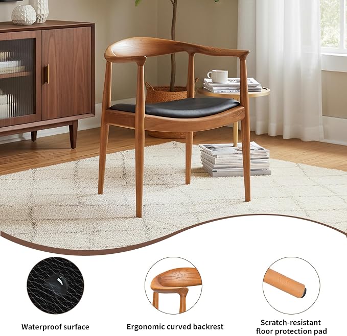 Kennedy Armchair, Mid Century Modern Dining Chair, PU Upholstered Kennedy Chair - Image 4