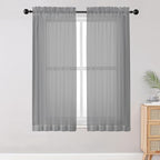 Sheer Curtains Living Room 54 inches Long, Rod Pocket Curtain Sheers Bedroom by OWENIE
