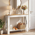 YATINEY Farmhouse Console Table, 39.4'' Small Narrow Entryway Table, Wood Couch - Image 5