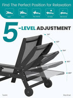 SERWALL Textilene Patio Chaise Lounge Chair Set of 2 - Image 3