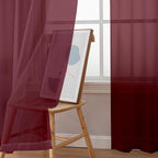 Simplebrand Burgundy Red Sheer Curtains 84 Inches Long, Light Filtering Rod - Image 4