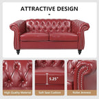 Mid-Century 2 Seater Sofa, Faux Leather Loveseat - Image 5