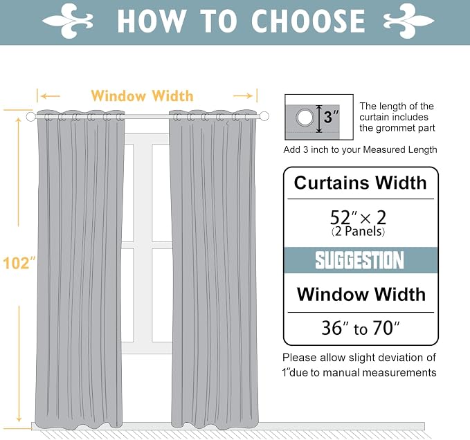 ChrisDowa Blackout Curtains for Bedroom and Living Room 102 Inches Long | 2 - Image 5