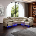 Power Reclining Leather Sectional Sofa by Unknown