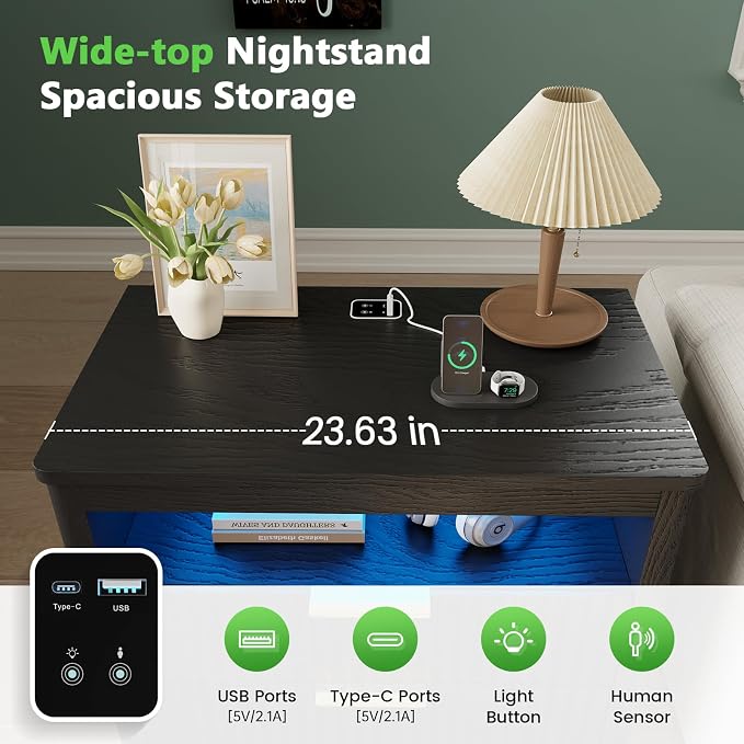 HNEBC Set of 2 Smart Farmhouse Nightstands - Image 5