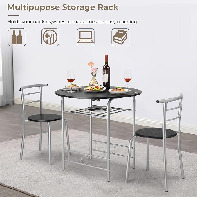 VINGLI 31.5" Drop Leaf Dining Table Set - Image 2