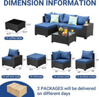 Jing's Villa 5-Piece Patio Furniture Set, All-Weather Outdoor Wicker Sectional - Image 7