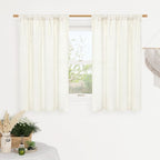 Cream Semi Sheer Linen Curtains by LAMIT