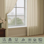 Sheer Taupe Curtains, Sheer Curtains 63 inch Length 2 Panels Set, Rod Pocket - Image 3