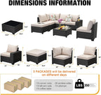 JOYURE 7 Pieces Patio Furniture Set All-Weather Outdoor Wicker Sectional - Image 5