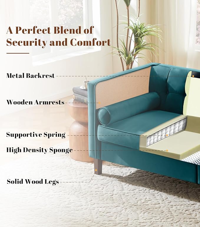 Dreamsir 78'' W Velvet Sofa, Mid-Century Love Seats Sofa Furniture - Image 4