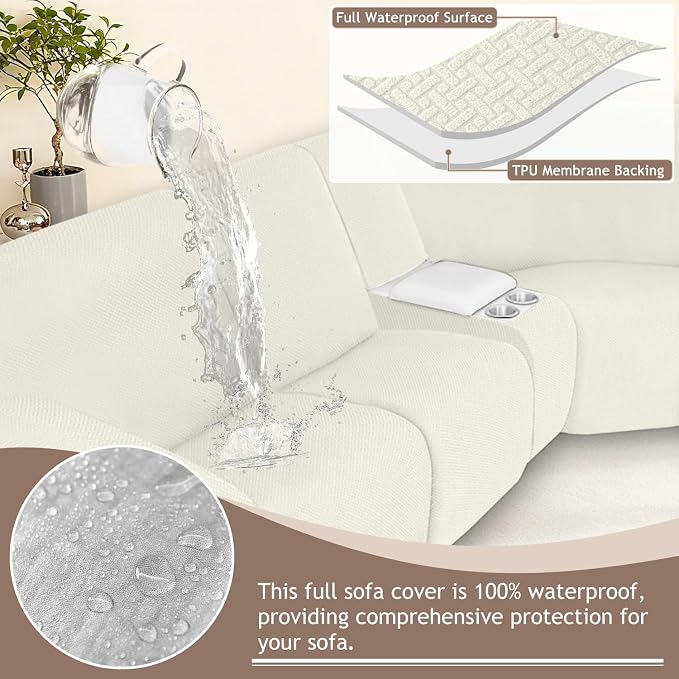 ALIECOM 100% Waterproof Recliner Sectional Couch Covers L Shape Stretch Corner - Image 4