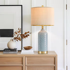 24.25" Table Lamp Modern Ceramic Blue Lamps - Image 6
