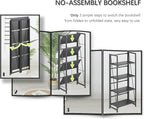 4NM No Assembly Folding Bookshelf Storage Shelves 4 Tiers Vintage Bookcase - Image 6