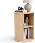 LINSY HOME Round Fluted End Table, Tall Side Table by LINSYHOME