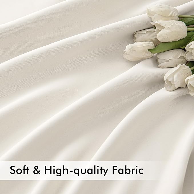 MIULEE Ivory Back Tab Blackout Curtains 52x84 Inch Length 2 Panels Set | Rod - Image 6