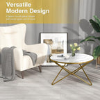 HLR Round Coffee Table with White Faux Marble Top - Image 7