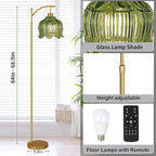 QIYIZM Glass Floor Lamp for Living Room, Mid Century Modern Brass Tall Lamp - Image 5