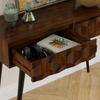 Bme Console Modern Mid-Century 2 Drawers, Unique Geometric Design Sofa Table - Image 4