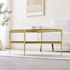 LumFurn Oval Glass Coffee Table, Mid-Century Modern Design, L43 x W22 x H17 inch - Image 4