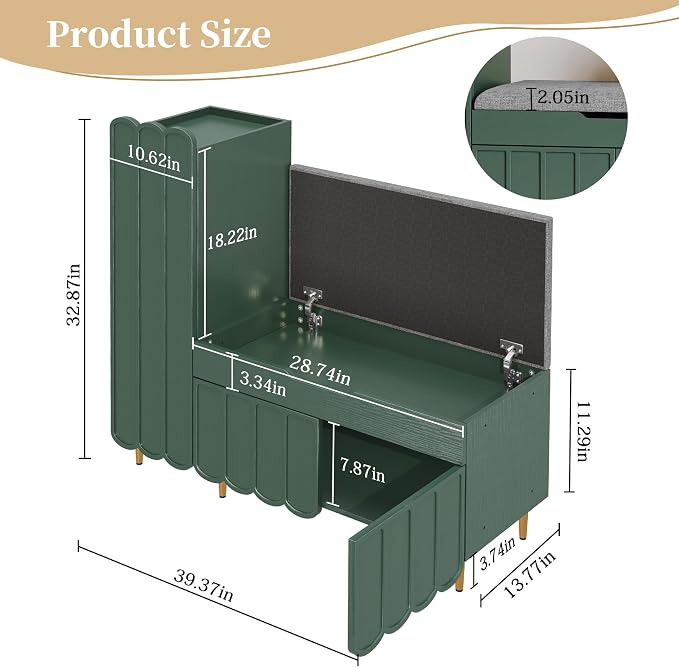 3More Shoe Organizer Cabinet, Entryway Bench - Image 2