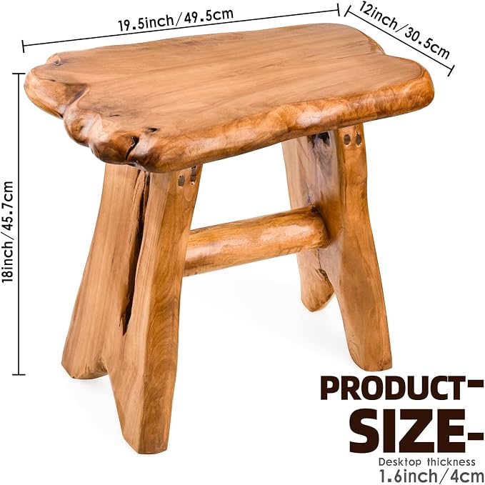 Wood Step Stool, Unique Design Live Edge Wood Stool, Freeform Natural Plant - Image 2