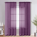 Plum Sheer Curtains 84 Inches Long 2 Panels by OVZME