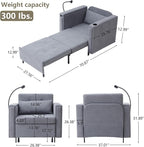 LEVNARY 3-in-1 Convertible Sleeper Chair Pull Out Bed, Single Sofa Chair Sleeper - Image 2
