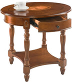 LEEMTORIG Oval Round End Table, 2-Tier Solid Wood End Table Side Table by LEEMTORIG