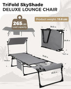 KingCamp Tanning Chair with Face Hole, Lounge Chairs Outdoor Folding Comfy - Image 2